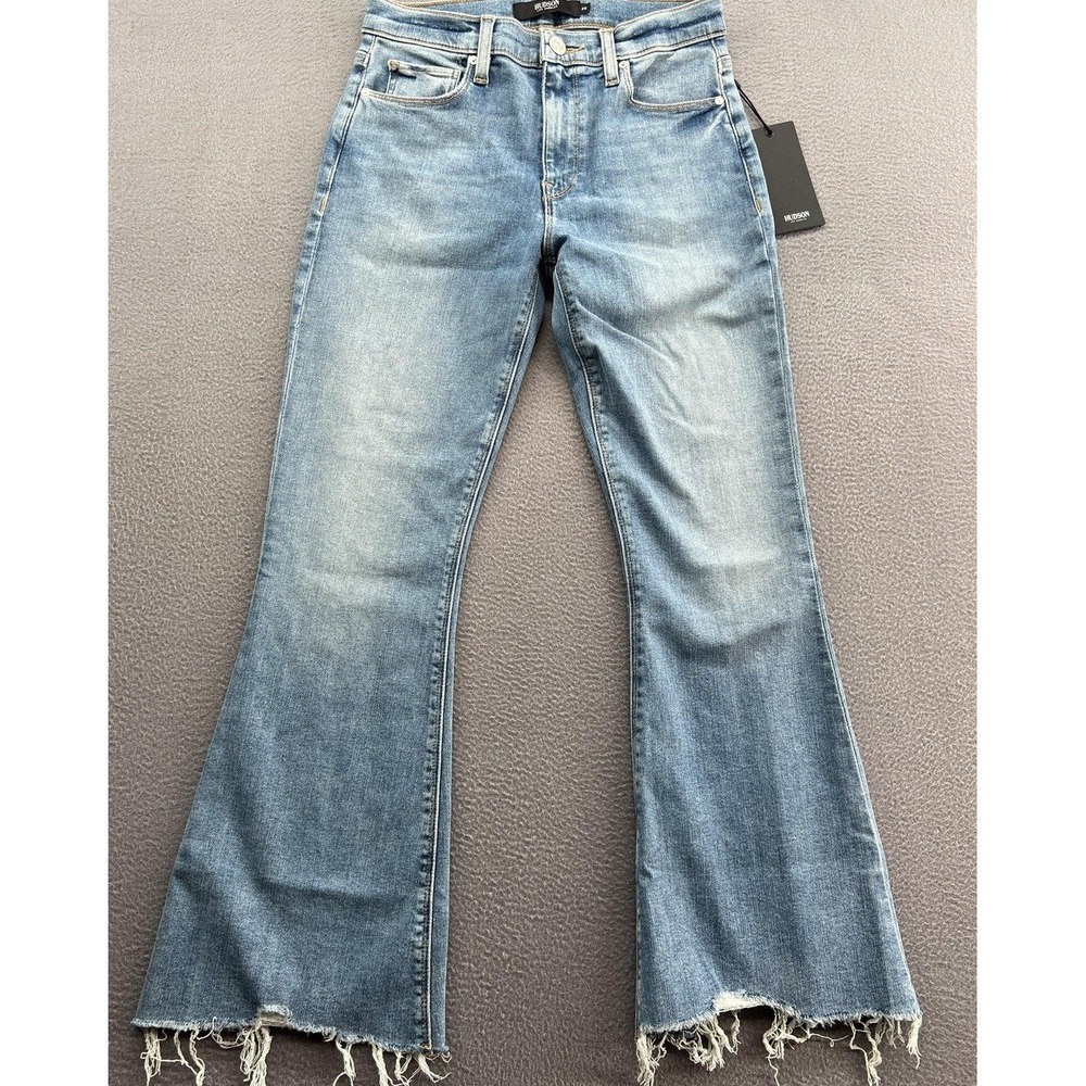 Hudson Jeans Womens 25 Barbara Bootcut High Waist Light Blue Raw Hem WHC147DRI